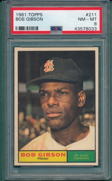 1961 Topps #211 Bob Gibson PSA 8