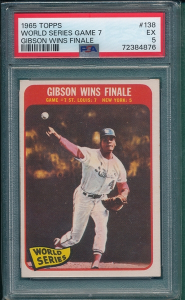 1965 Topps #138 WS Game #7 W/ Bob Gibson PSA 5