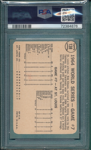 1965 Topps #138 WS Game #7 W/ Bob Gibson PSA 5