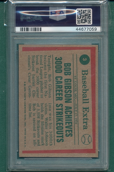 1975 Topps #003 74 Highlights W/ Bob Gibson PSA 8