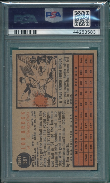 1962 Topps #387 Lou Brock PSA 7 *Rookie*