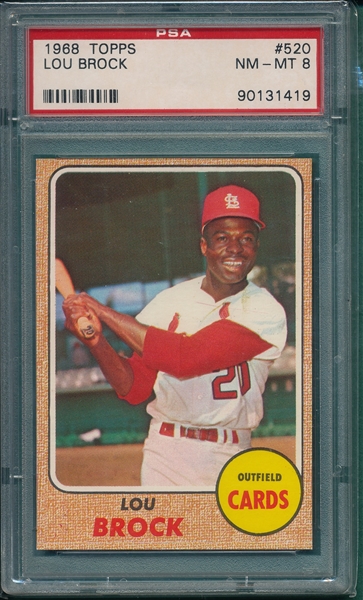 1968 Topps #520 Lou Brock PSA 8