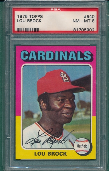 1975 Topps #540 Lou Brock PSA 8