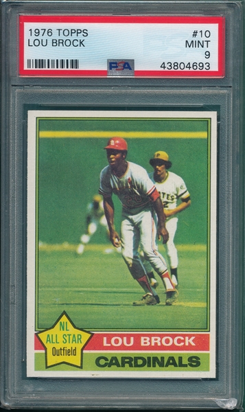 1976 Topps #10 Lou Brock PSA 9