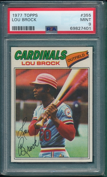 1977 Topps #355 Lou Brock PSA 9