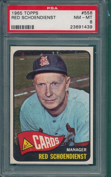 1965 Topps #556 Red Schoendienst PSA 8