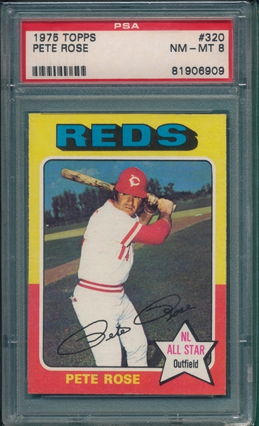 1975 Topps #320 Pete Rose PSA 8