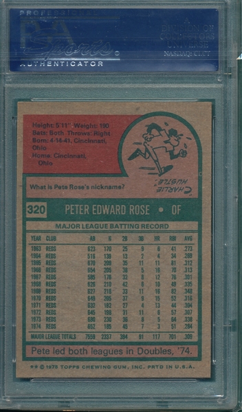 1975 Topps #320 Pete Rose PSA 8