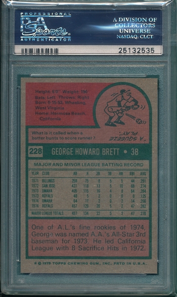 1975 Topps #228 George Brett PSA 7 *Rookie*