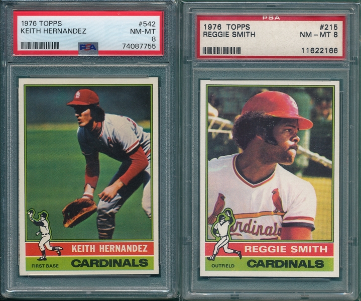 1976 Topps #215 R. Smith & #542 K. Hernandez, Lot of (2), PSA 8