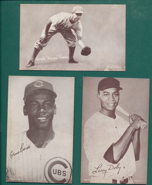 1947-66 Exhibits Lot of (3) W/ Reese, Doby & Banks