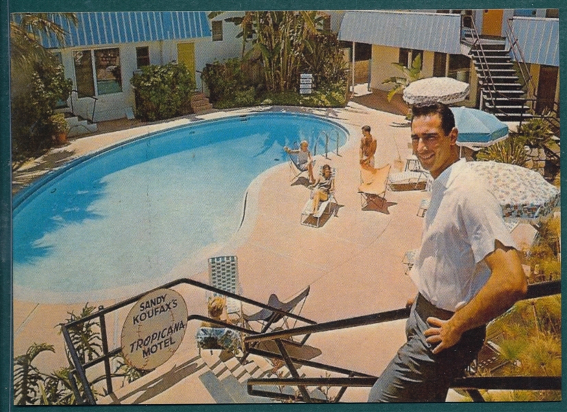 1964 Tropicana Motel Postcard Sandy Koufax in Civilian Clothes