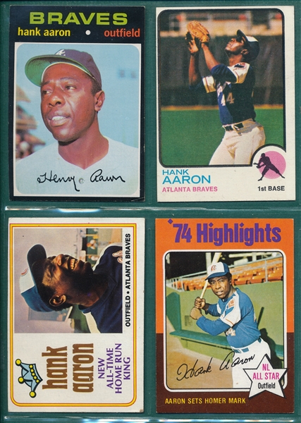 1971-75 Topps Hank Aaron, Lot of (4)