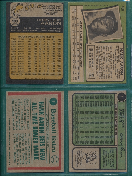 1971-75 Topps Hank Aaron, Lot of (4)