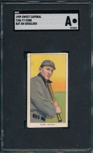 1909-1911 T206 Ty Cobb, Bat On, Sweet Caporal Cigarettes SGC Authentic