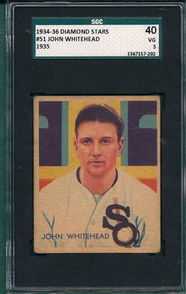 1934-36 Diamond Stars #51 John Whitehead SGC 40