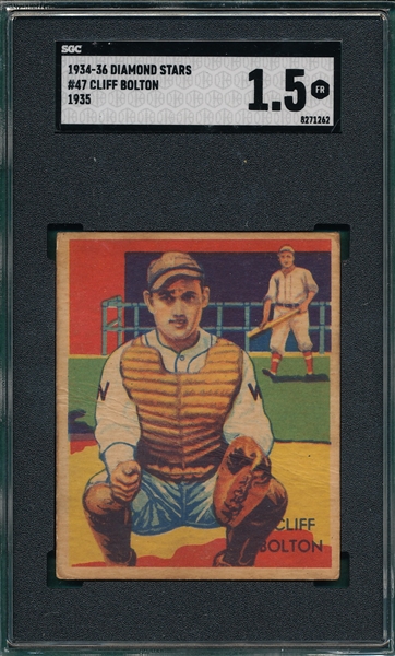 1934-36 Diamond Stars #47 Cliff Bolton SGC 1.5