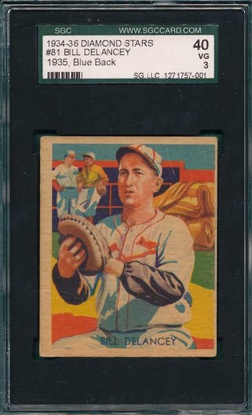 1934-36 Diamond Stars #81 Bill Delancy SGC 40