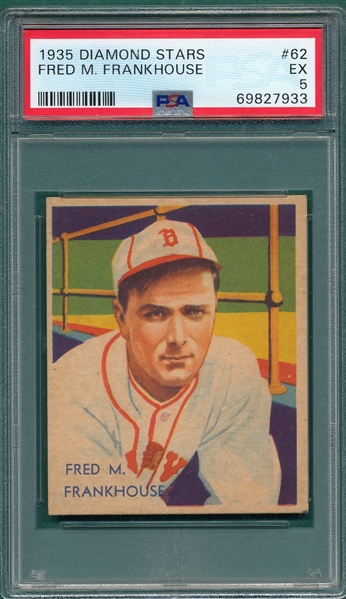 1934-36 Diamond Stars #62 Fred Frankhouse PSA 5