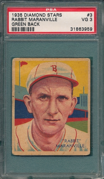 1934-36 Diamond Stars #3 Rabbit Maranville PSA 3