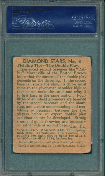 1934-36 Diamond Stars #3 Rabbit Maranville PSA 3