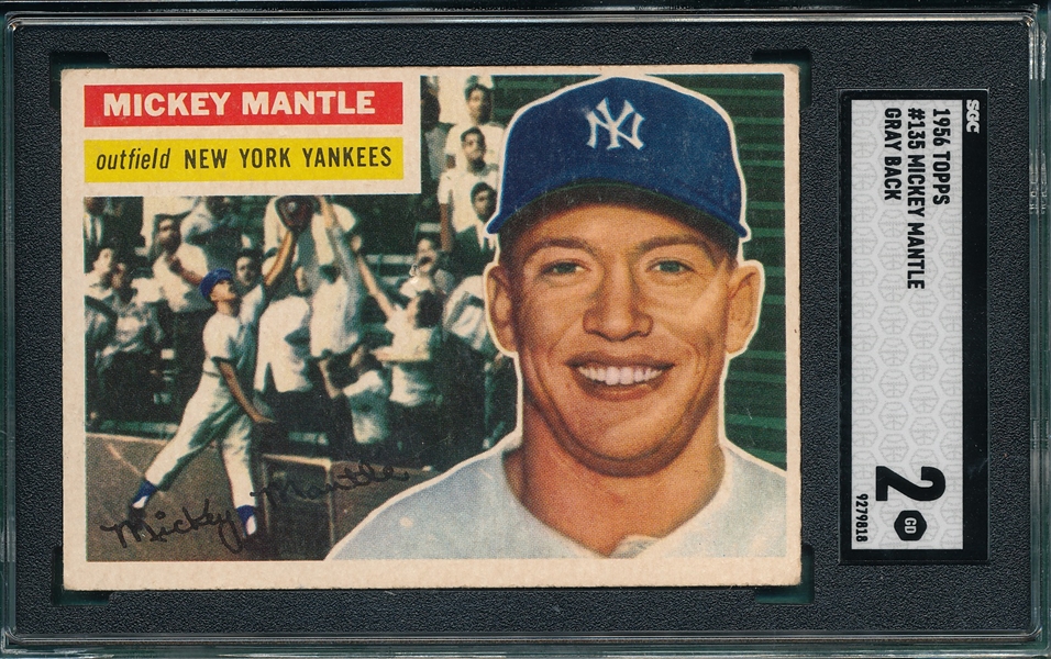 1956 Topps #135 Mickey Mantle SGC 2 *Gray*