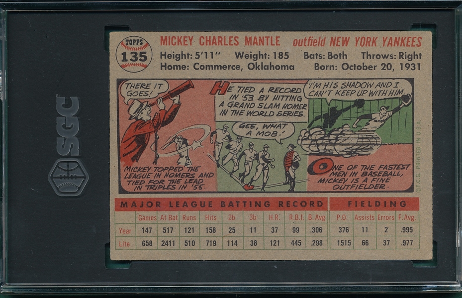 1956 Topps #135 Mickey Mantle SGC 2 *Gray*