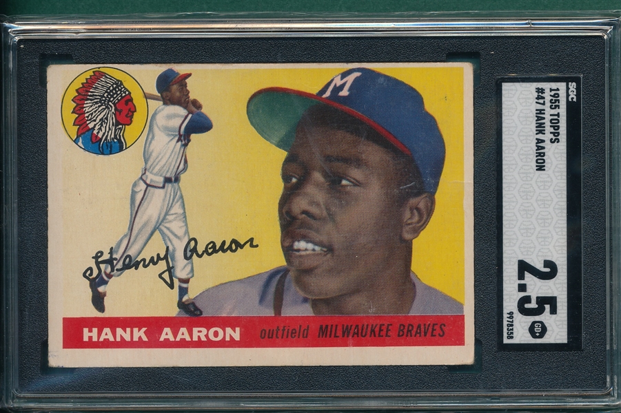 1955 Topps #47 Hank Aaron SGC 2.5