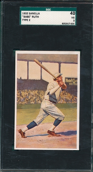 1932 Sanella Babe Ruth, Type 2, SGC 40