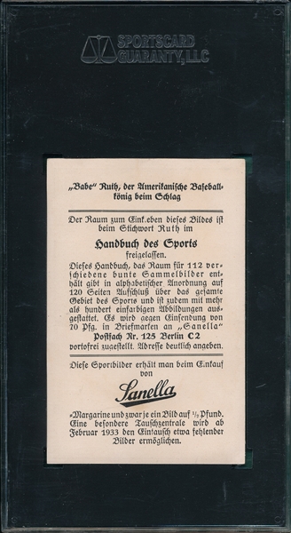 1932 Sanella Babe Ruth, Type 2, SGC 40