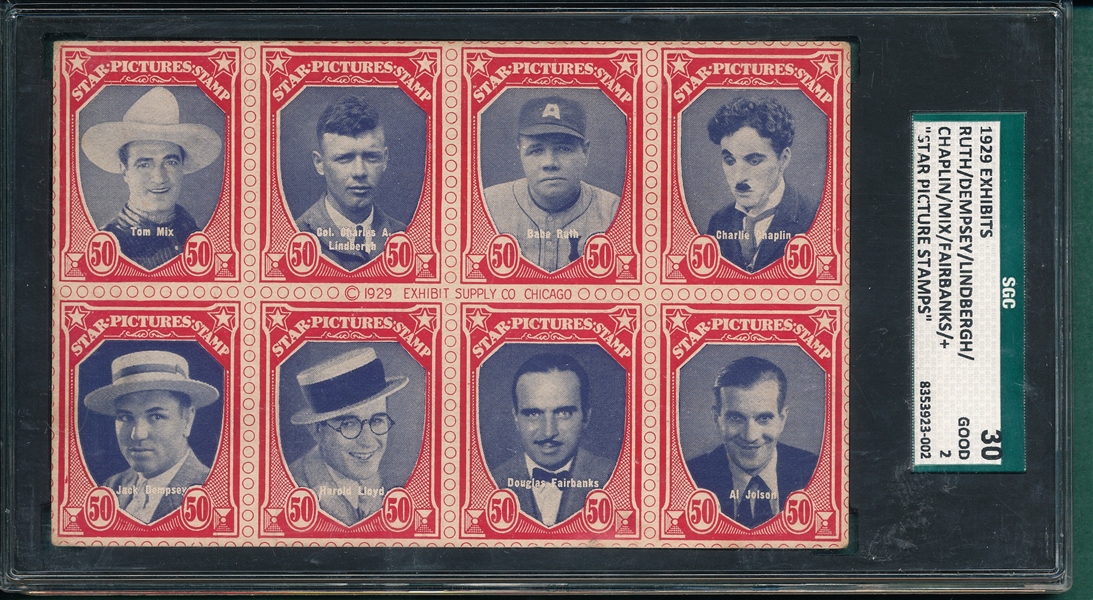 1929 Exhibits Stamps W/ Babe Ruth SGC 30