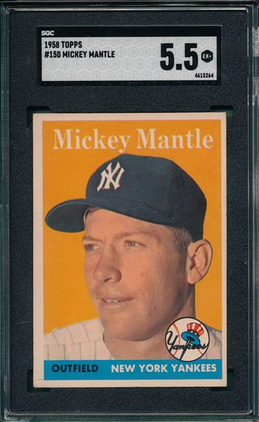 1958 Topps #150 Mickey Mantle SGC 5.5