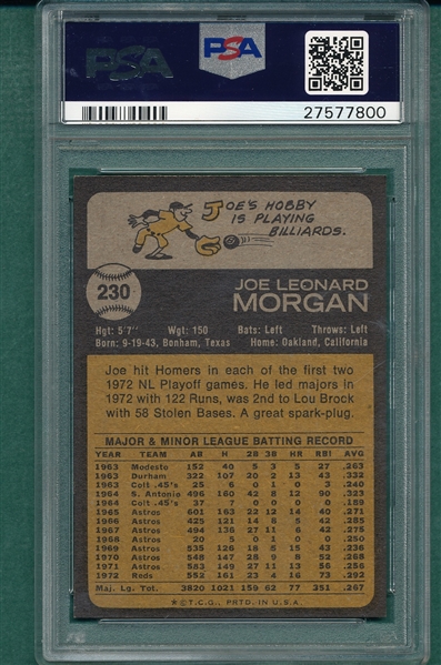 1973 Topps #230 Joe Morgan PSA 8