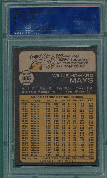 1973 Topps #305 Willie Mays PSA 8