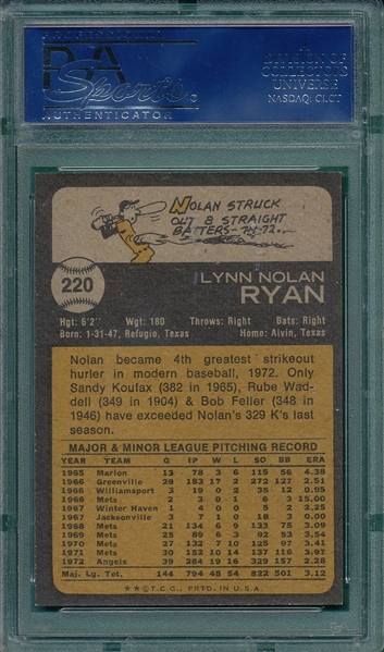 1973 Topps #220 Nolan Ryan PSA 8