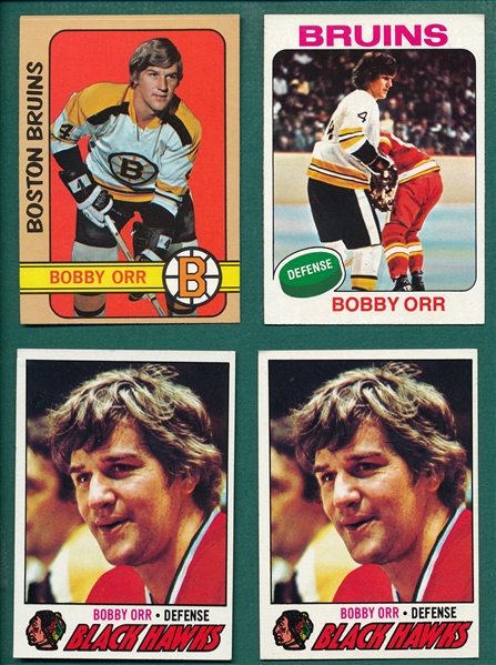 1972-77 Topps Hockey Lot of (4) Bobby Orr