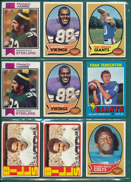 1970-73 Topps Football Lot of (9) Hall of Famers W/ (2) Franco Harris, Rookies