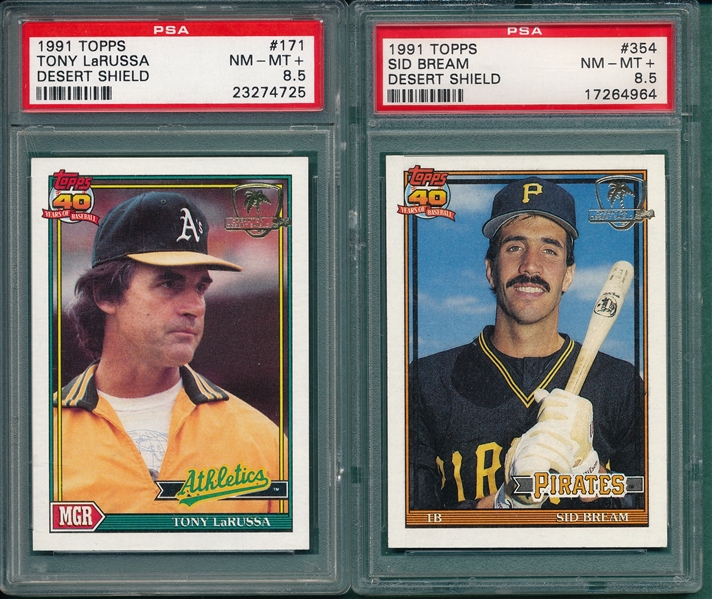 1991 Topps Desert Shield #354 Bream & #171 LaRussa, Lot of (2) PSA 8.5