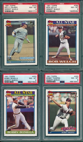 1991 Topps Desert Shield Lot of (4) W/ #403 Bonilla PSA 8