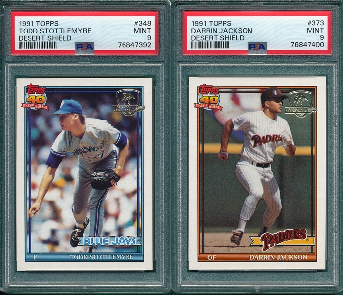 1991 Topps Desert Shield #348 Stottlemyre & #373 Jackson, Lot of (2) PSA 9