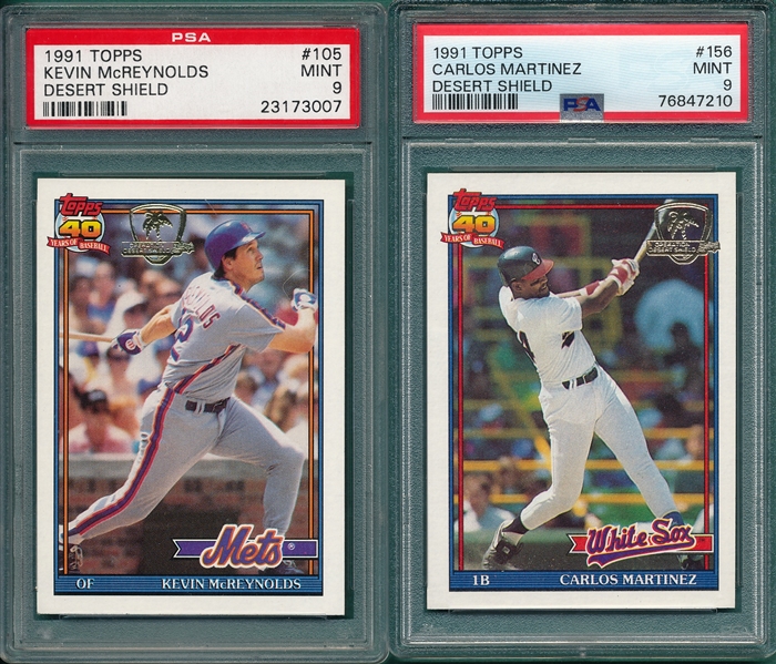 1991 Topps Desert Shield #105 McReynolds & #156 Martinez, Lot of (2) PSA 9