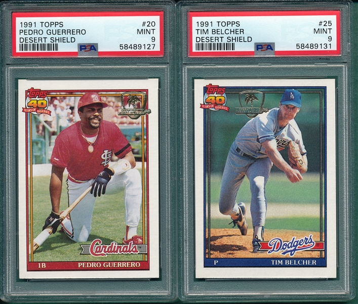 1991 Topps Desert Shield #20 Guerrero & Belcher, Lot of (2) PSA 9