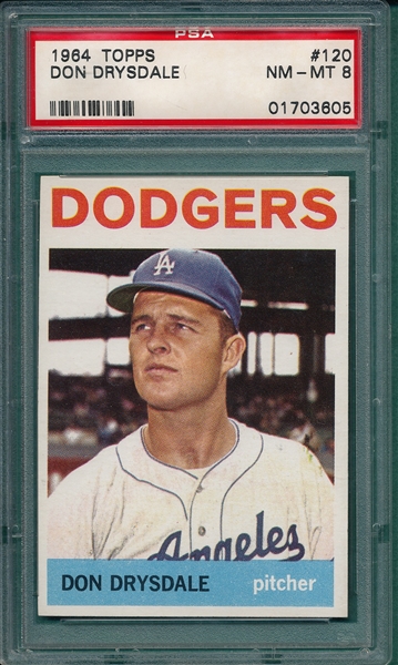 1964 Topps #120 Don Drysdale PSA 8