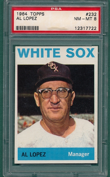 1964 Topps #232 Al Lopez PSA 8