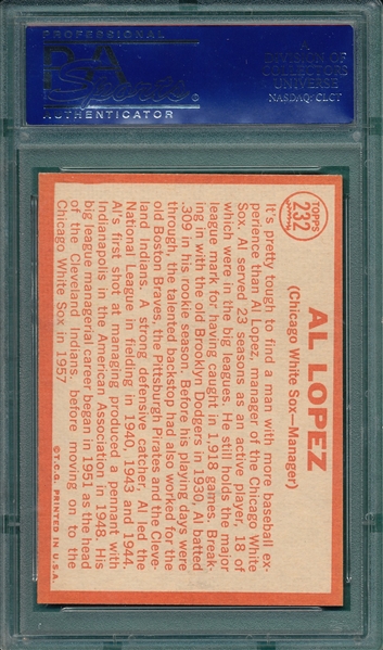 1964 Topps #232 Al Lopez PSA 8