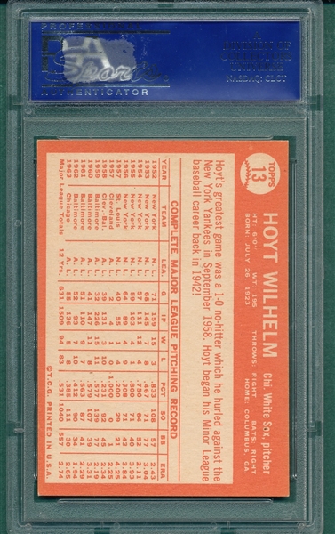 1964 Topps #13 Hoyt Wilhelm PSA 8