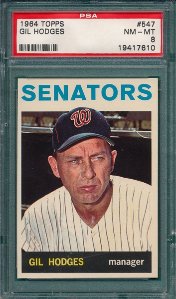 1964 Topps #547 Gil Hodges PSA 8 