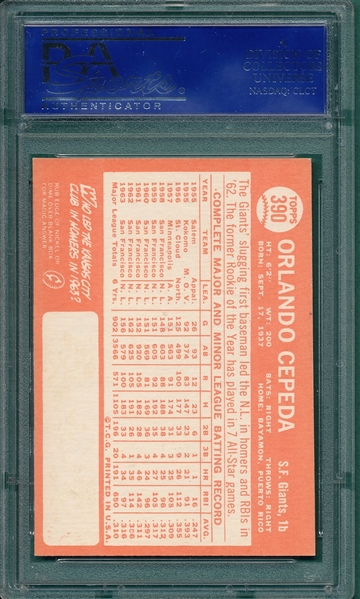 1964 Topps #390 Orlando Cepeda PSA 8 