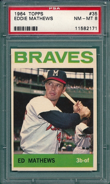 1964 Topps #35 Eddie Mathews PSA 8 