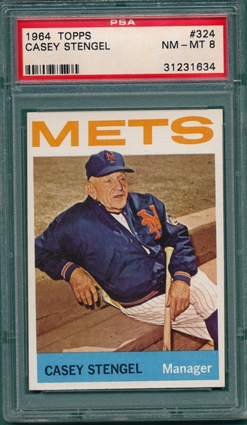 1964 Topps #324 Casey Stengel PSA 8 